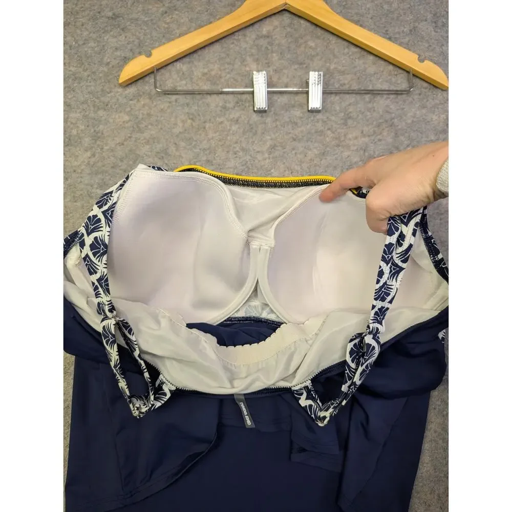 Lands' End Women's Square Neck Adjustable Straps Tankini Top Navy 18W Pattern
